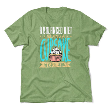 Cupcake - A Balanced Diet Men/Unisex T-Shirt in Heather Green color